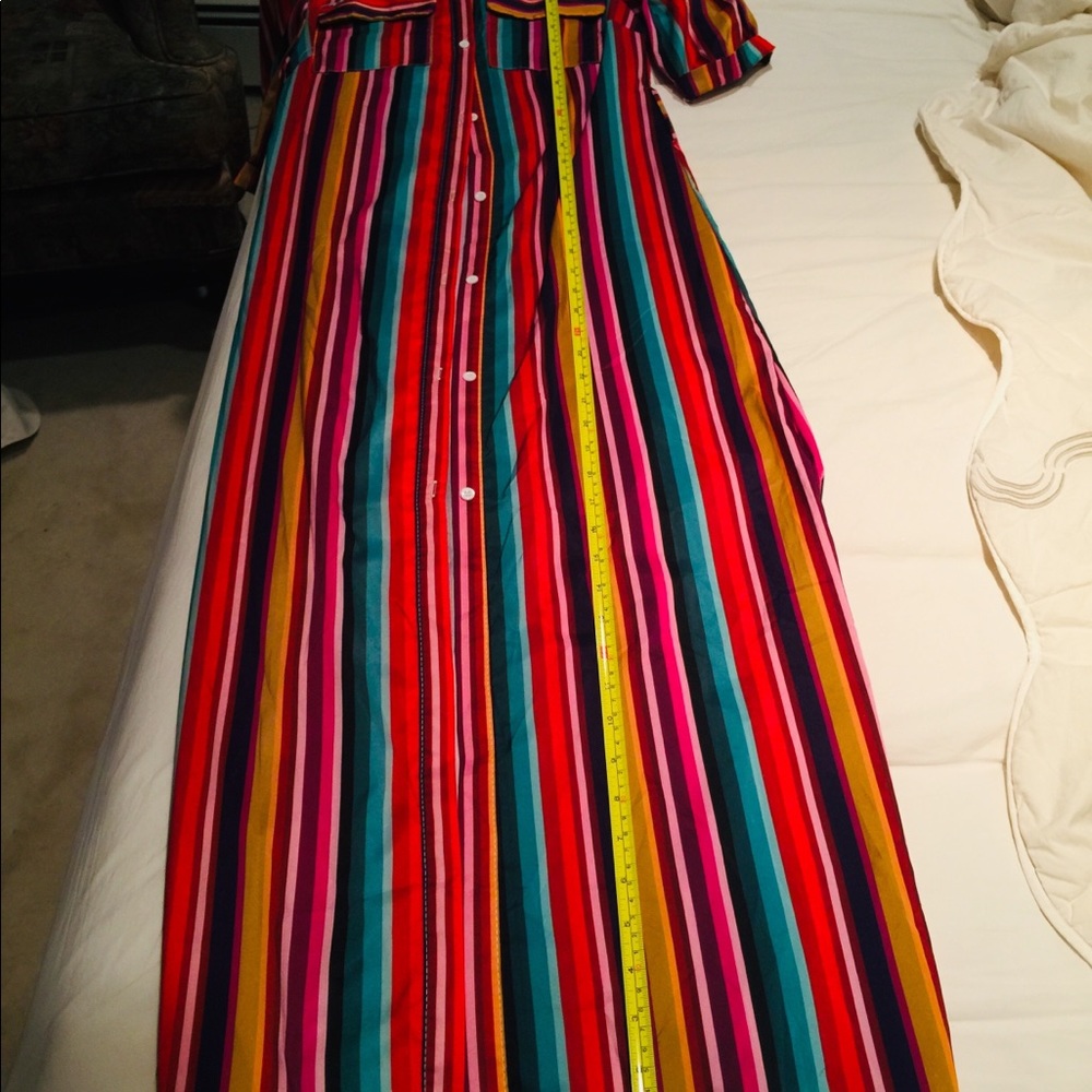 Hand cut multicolored Button Down dress /  duster. - Picture 10 of 12